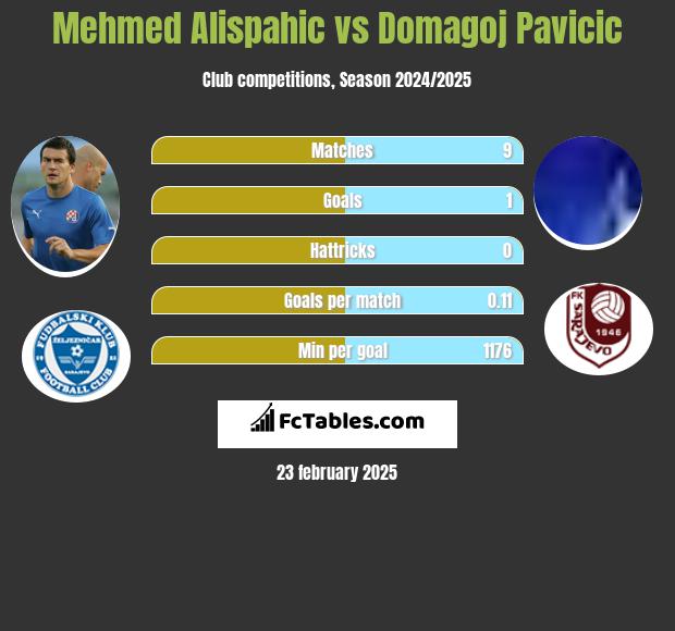 Mehmed Alispahic vs Domagoj Pavicić h2h player stats