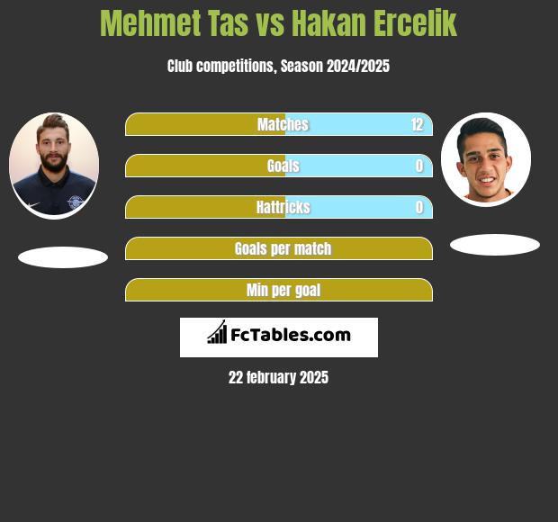 Mehmet Tas vs Hakan Ercelik h2h player stats