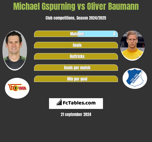 Michael Gspurning vs Oliver Baumann h2h player stats