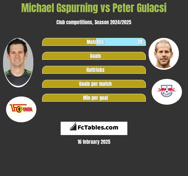 Michael Gspurning vs Peter Gulacsi h2h player stats