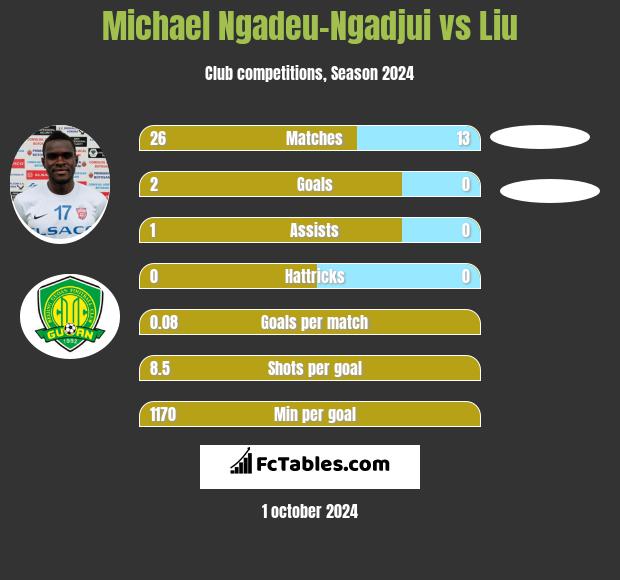 Michael Ngadeu-Ngadjui vs Liu h2h player stats