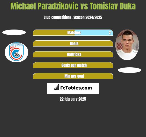 Michael Paradzikovic vs Tomislav Duka h2h player stats