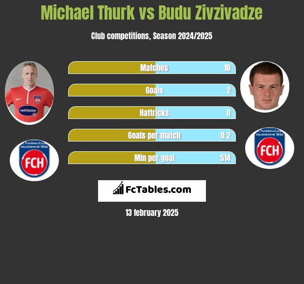 Michael Thurk vs Budu Zivzivadze h2h player stats