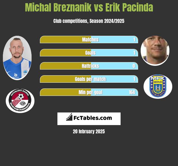 Michal Breznanik vs Erik Pacinda h2h player stats