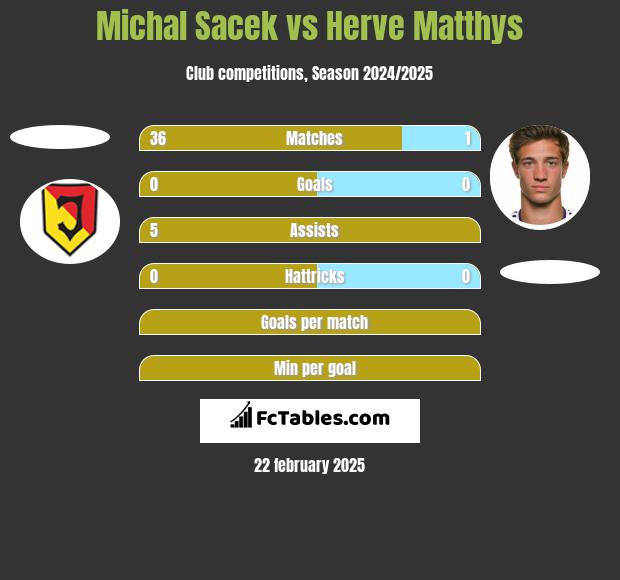 Michal Sacek vs Herve Matthys h2h player stats