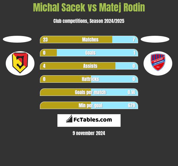 Michal Sacek vs Matej Rodin h2h player stats