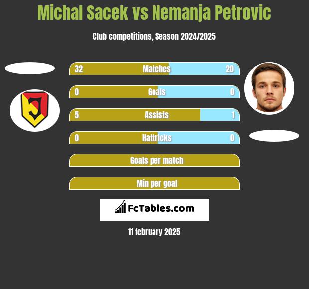 Michal Sacek vs Nemanja Petrović h2h player stats