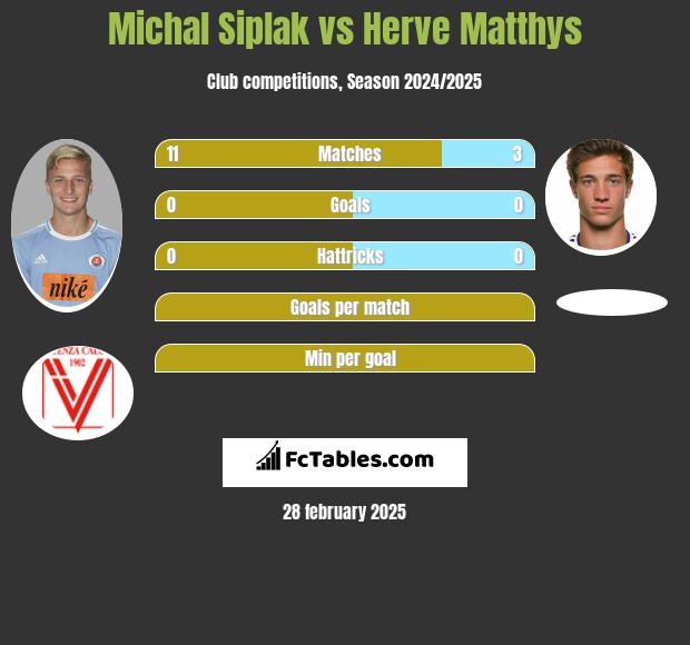 Michal Siplak vs Herve Matthys h2h player stats