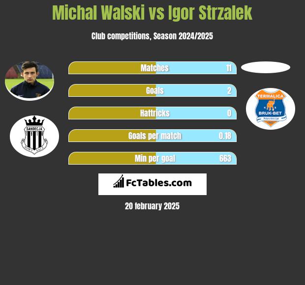 Michał Walski vs Igor Strzalek h2h player stats