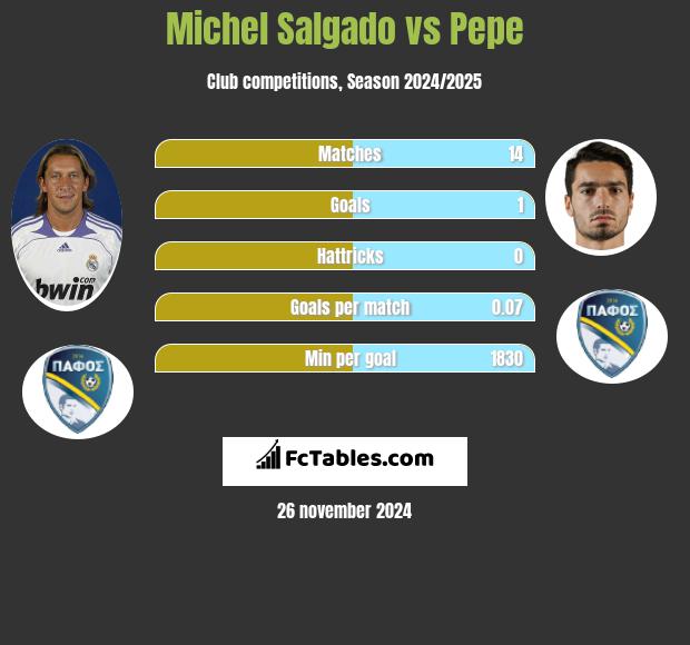 Michel Salgado vs Pepe h2h player stats