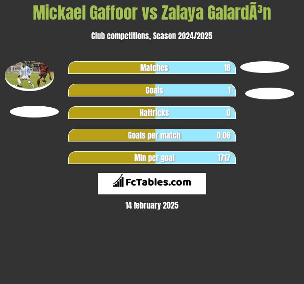 Mickael Gaffoor vs Zalaya GalardÃ³n h2h player stats