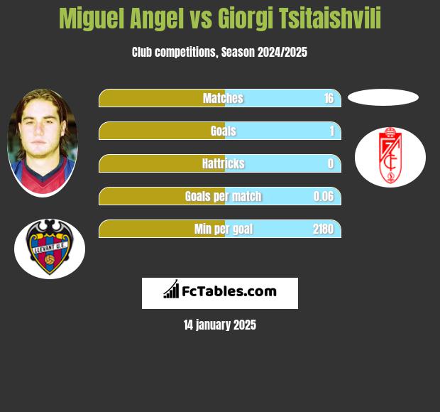 Miguel Angel vs Giorgi Tsitaishvili h2h player stats