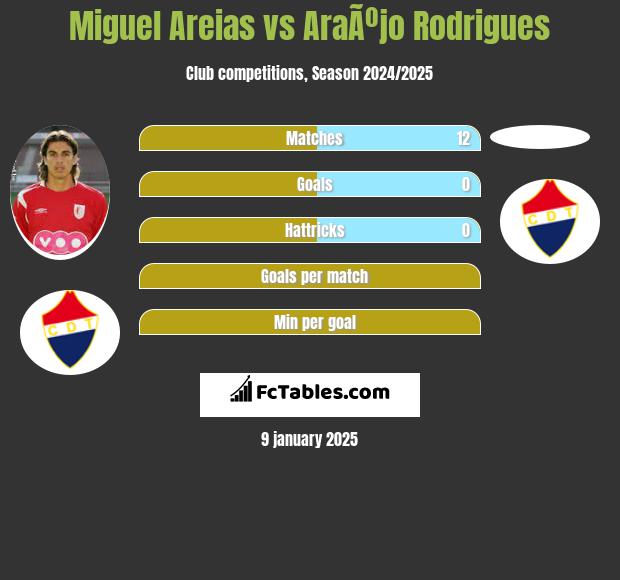 Miguel Areias vs AraÃºjo Rodrigues h2h player stats