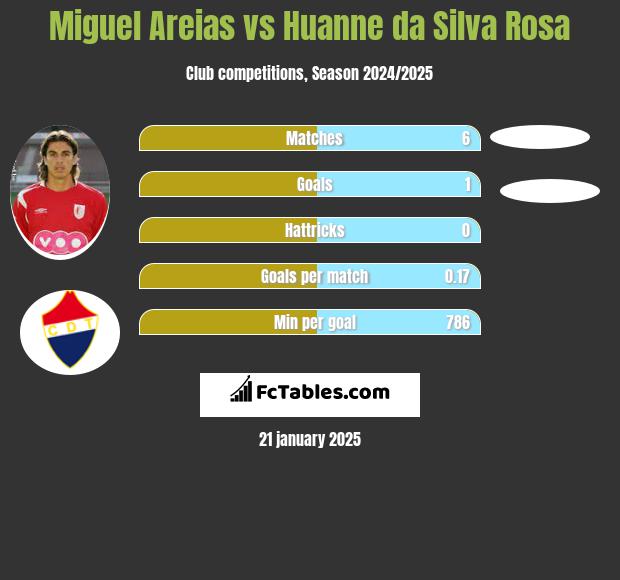 Miguel Areias vs Huanne da Silva Rosa h2h player stats