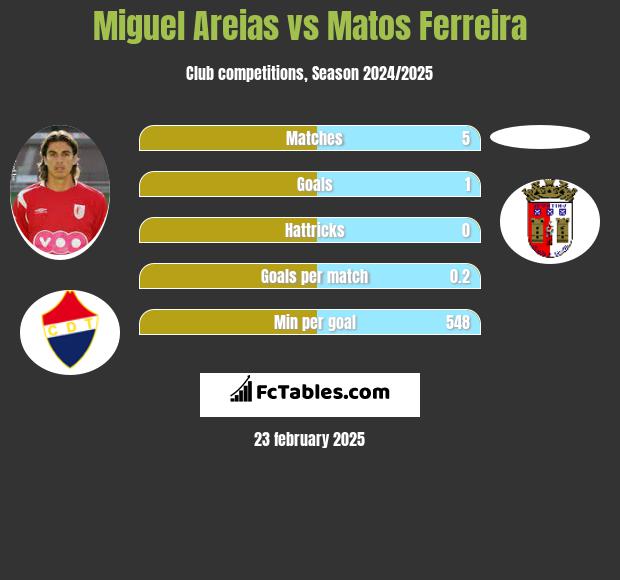 Miguel Areias vs Matos Ferreira h2h player stats