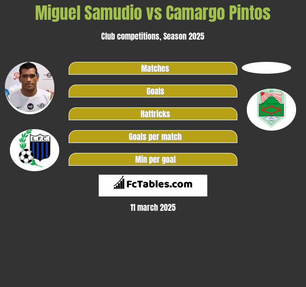 Miguel Samudio vs Camargo Pintos h2h player stats