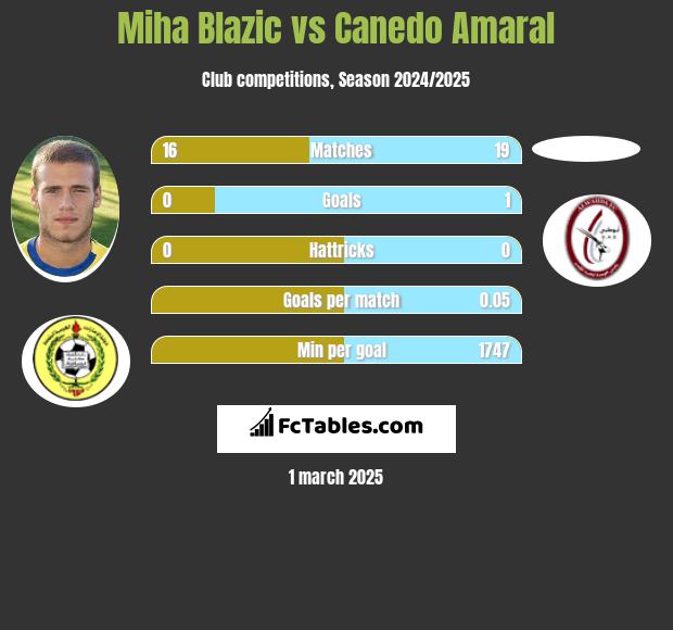 Miha Blazic vs Canedo Amaral h2h player stats