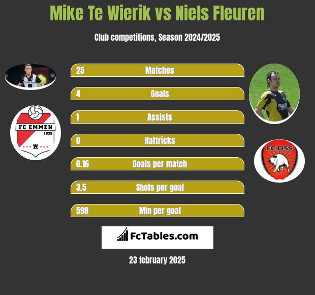 Mike Te Wierik vs Niels Fleuren h2h player stats