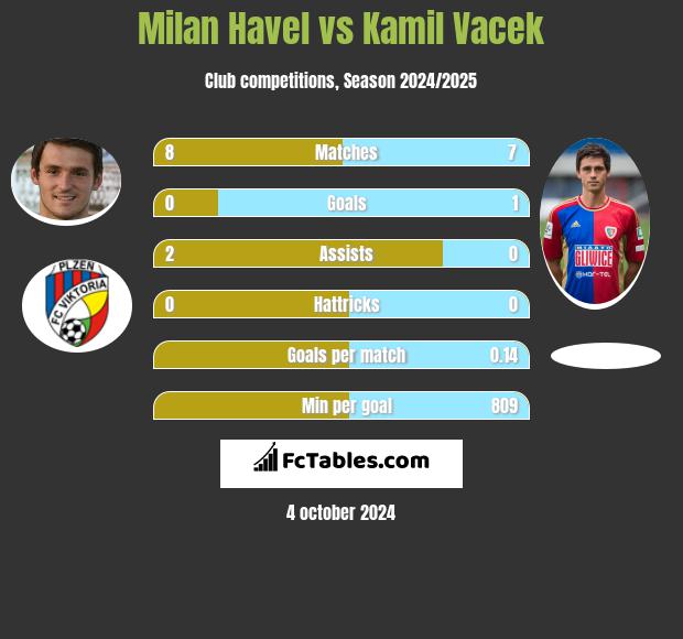 Milan Havel vs Kamil Vacek h2h player stats