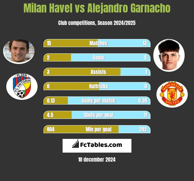 Milan Havel vs Alejandro Garnacho h2h player stats