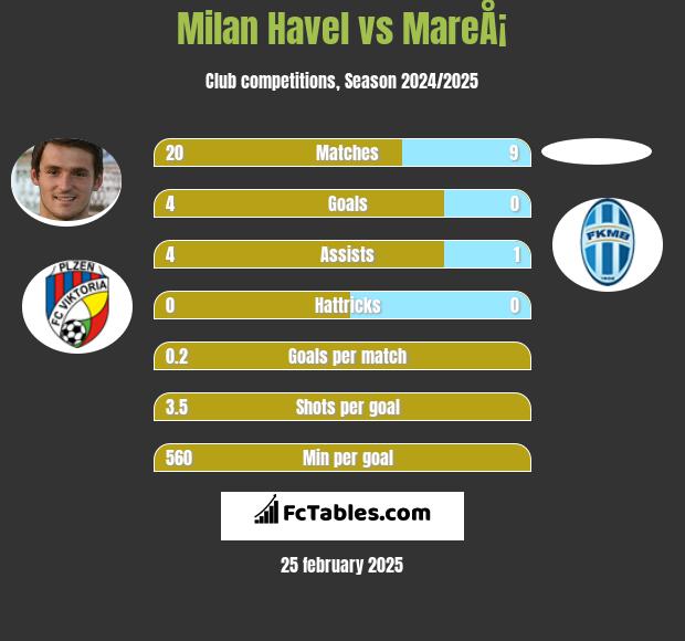 Milan Havel vs MareÅ¡ h2h player stats