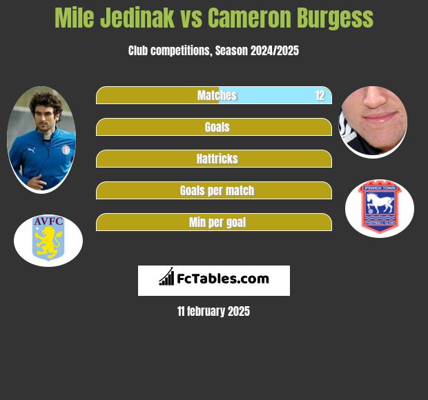 Mile Jedinak vs Cameron Burgess h2h player stats