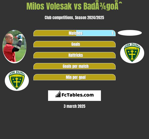 Milos Volesak vs BadÅ¾goÅˆ h2h player stats