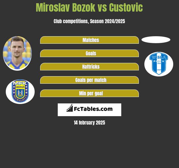 Miroslav Bozok vs Custovic h2h player stats