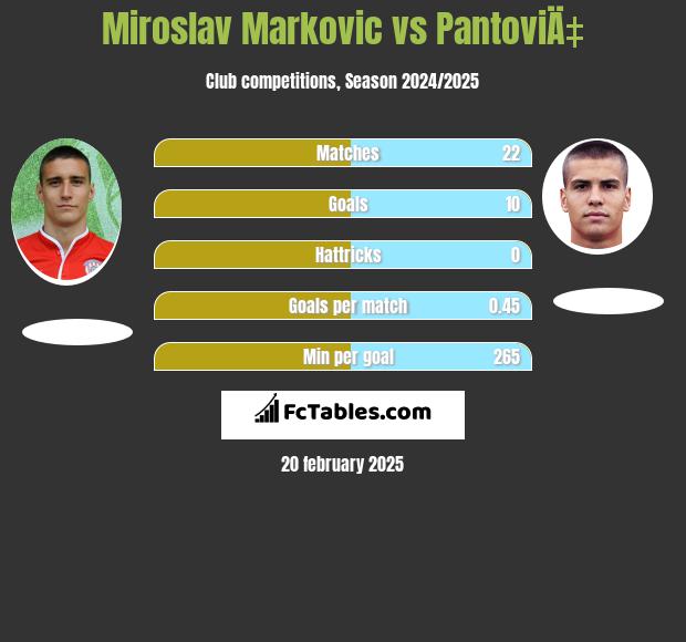 Miroslav Markovic vs PantoviÄ‡ h2h player stats