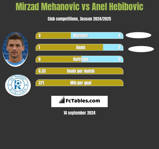 Mirzad Mehanovic vs Anel Hebibovic h2h player stats