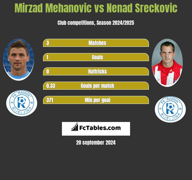 Mirzad Mehanovic vs Nenad Sreckovic h2h player stats