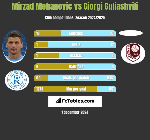 Mirzad Mehanovic vs Giorgi Guliashvili h2h player stats