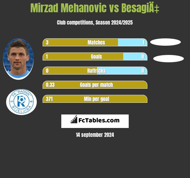 Mirzad Mehanovic vs BesagiÄ‡ h2h player stats