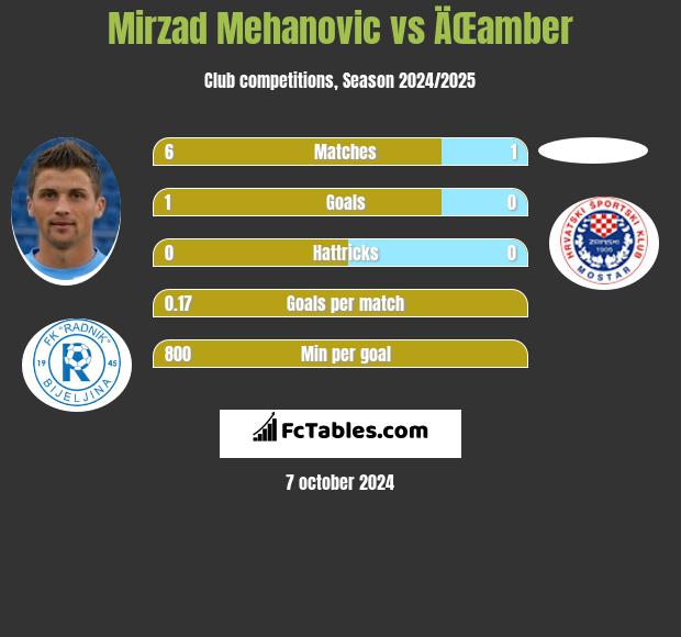 Mirzad Mehanovic vs ÄŒamber h2h player stats