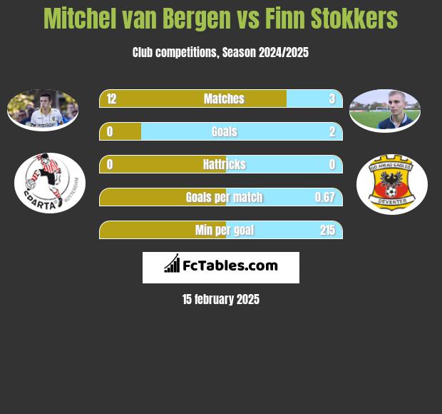 Mitchel van Bergen vs Finn Stokkers h2h player stats