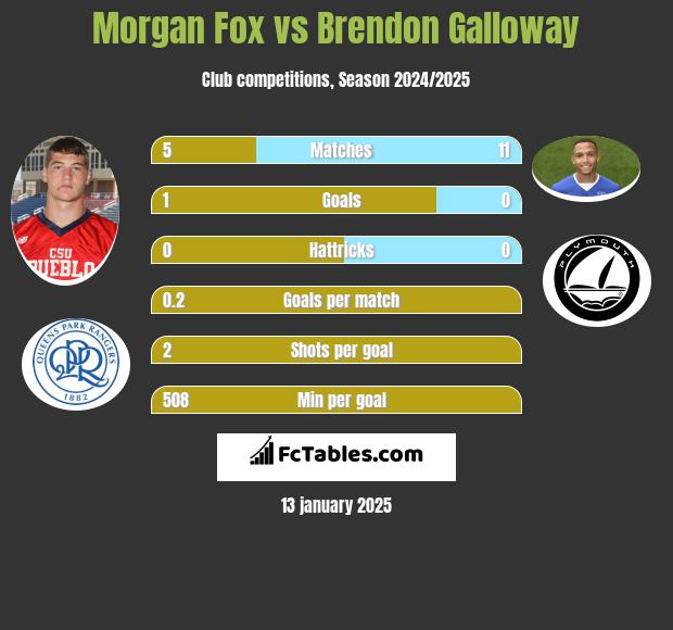 Morgan Fox vs Brendon Galloway h2h player stats