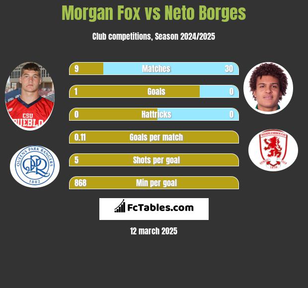 Morgan Fox vs Neto Borges h2h player stats