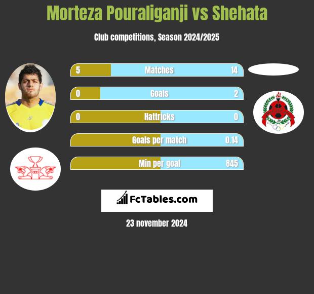 Morteza Pouraliganji vs Shehata h2h player stats