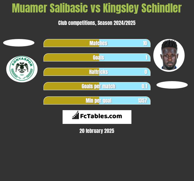 Muamer Salibasic vs Kingsley Schindler h2h player stats