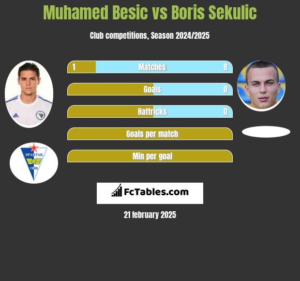 Muhamed Besic vs Boris Sekulic h2h player stats