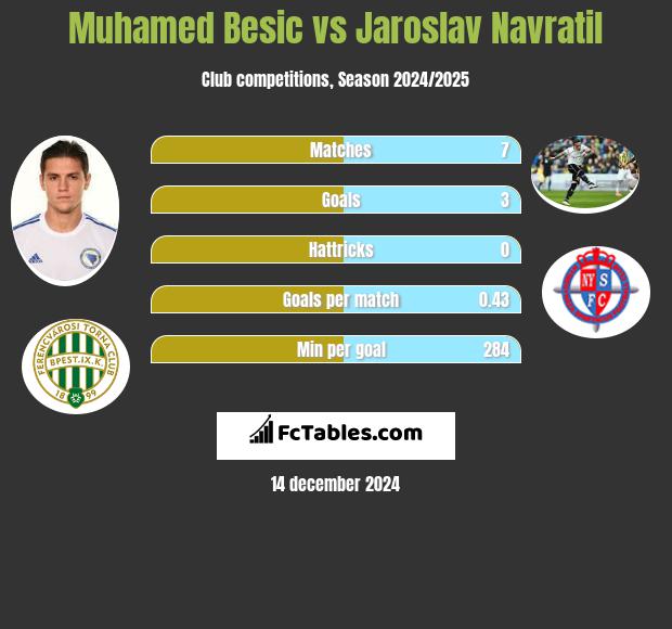 Muhamed Besic vs Jaroslav Navratil h2h player stats