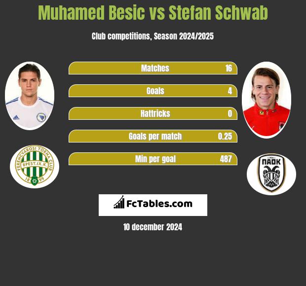 Muhamed Besić vs Stefan Schwab h2h player stats