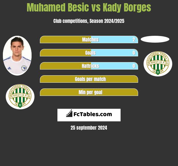 Muhamed Besic vs Kady Borges h2h player stats