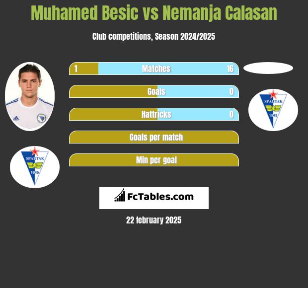 Muhamed Besic vs Nemanja Calasan h2h player stats