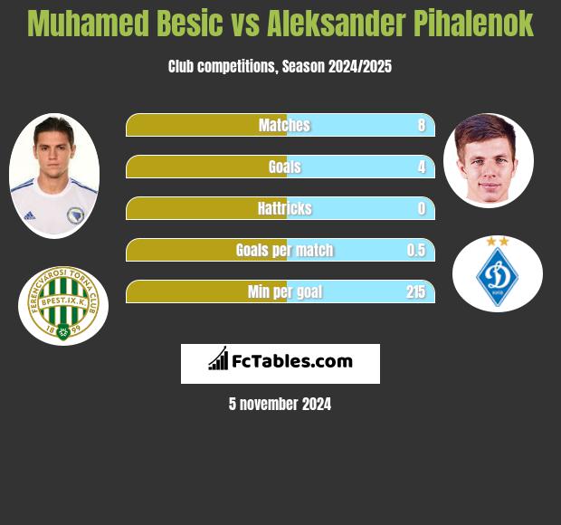 Muhamed Besic vs Aleksander Pihalenok h2h player stats