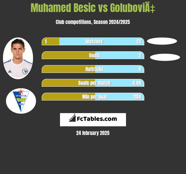 Muhamed Besić vs GoluboviÄ‡ h2h player stats