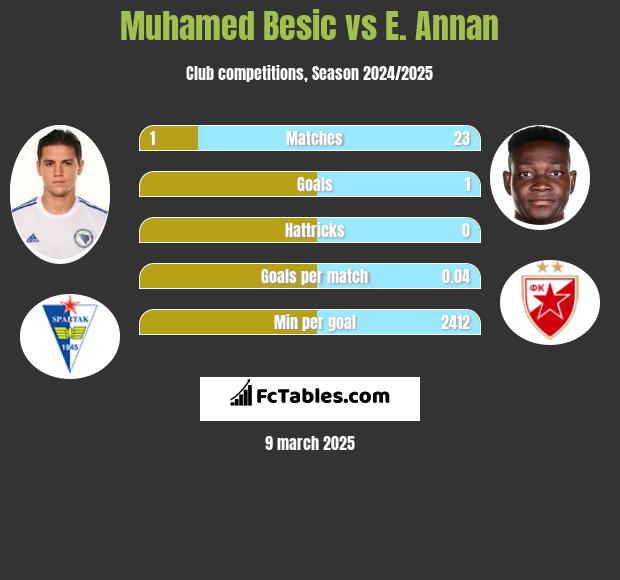 Muhamed Besic vs E. Annan h2h player stats