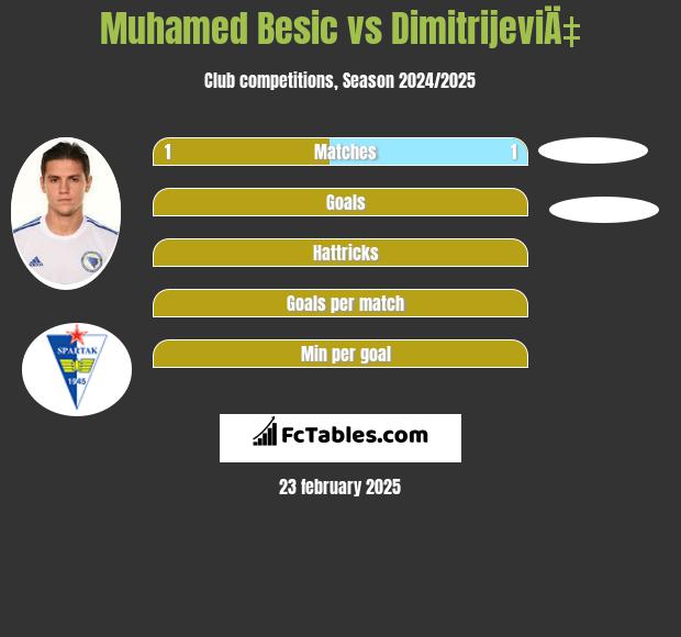 Muhamed Besic vs DimitrijeviÄ‡ h2h player stats