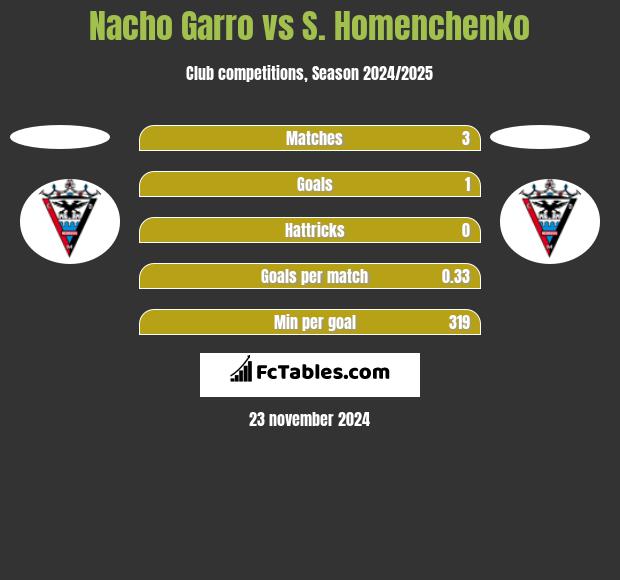 Nacho Garro vs S. Homenchenko h2h player stats