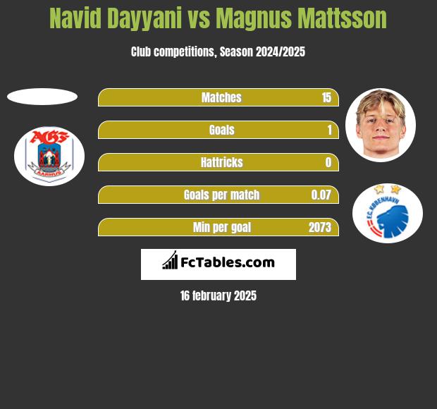 Navid Dayyani vs Magnus Mattsson h2h player stats